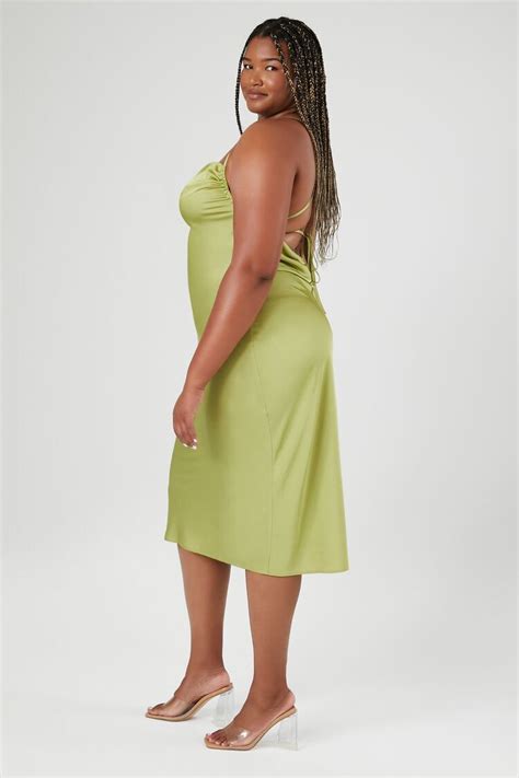 Plus Size Satin Cowl Neck Midi Dress Forever Us