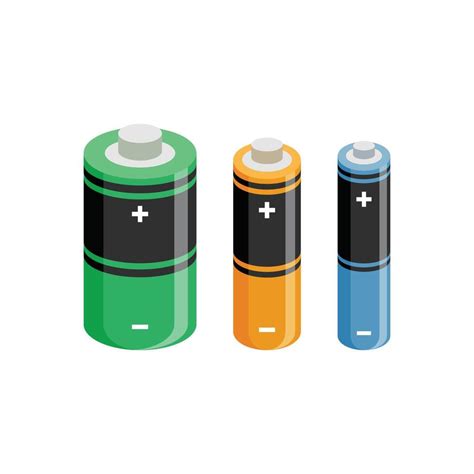 Alkaline Battery Set Icon In Flat Style Different Size Accumulator