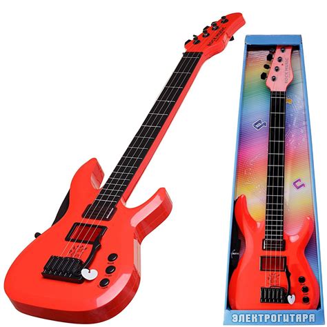 Детская электрическая гитара ABtoys, красная, со звуковыми и световыми ...