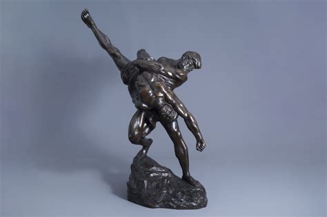 Jef Lambeaux Les Lutteurs Patinated Bronze Coronari