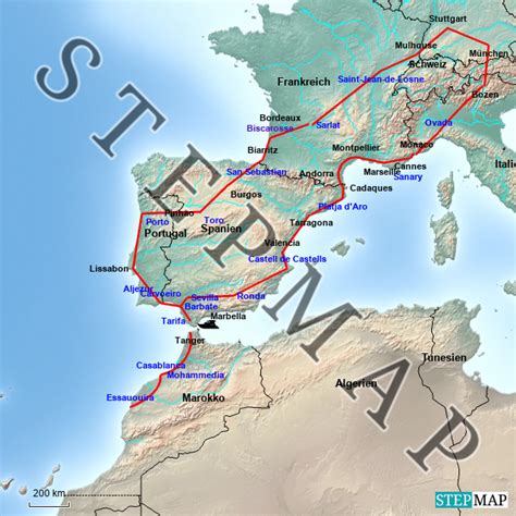 StepMap Roadtrip 2022 II Landkarte für Südwesteuropa