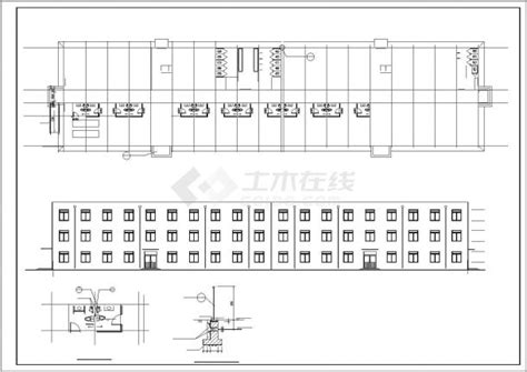 某3层砖混结构宿舍楼建筑设计施工cad图纸居住建筑土木在线