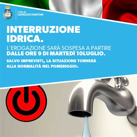 Avviso Interruzione Idrica Comune Di Capaccio Paestum