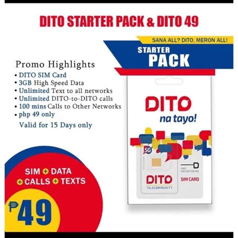 Dito Lte G Tri Cut Sim Card With Free Gb Data Unlimited Text And