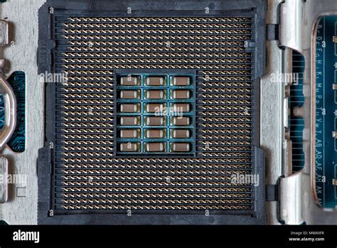 Electrical Contacts Pins In Intel Lga Processor Socket With