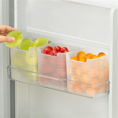 3 Pcs Refrigerator Organizer Bins Fridge Side Door Storage