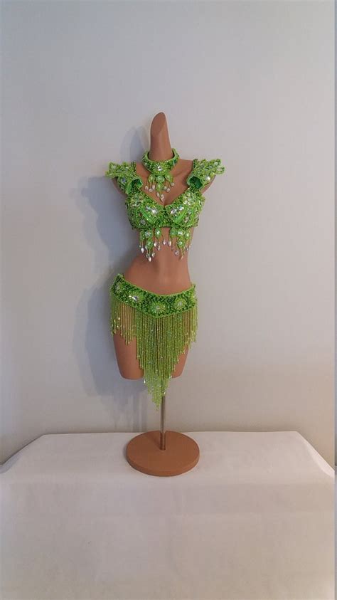 Lime Green Beads Skirttop Samba Costumes Carnival Show Etsy