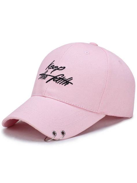 Ad Double Metal Circle Letters Embellished Baseball Hat Pink Hat