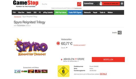 Spyro Reignited Trilogy Listed For Nintendo Switch On Gamestop Germany