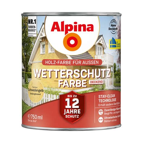 Alpina Wetterschutzfarbe Deckend Farbton Schwedengelb Inhalt