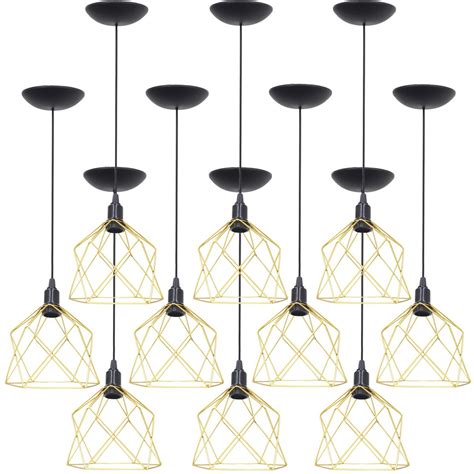 10 Pendentes Aramado Cálice Luminária Lustre Teto Retrô Vintage