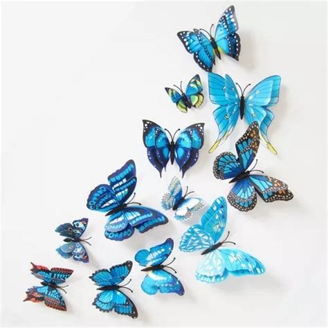 Decorativo Pegatina De Pared Mariposa Morado Doble 3d 12 Pza Meses