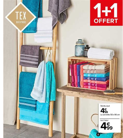 Promo La Serviette X Cm Tex Home Chez Carrefour Icatalogue Fr