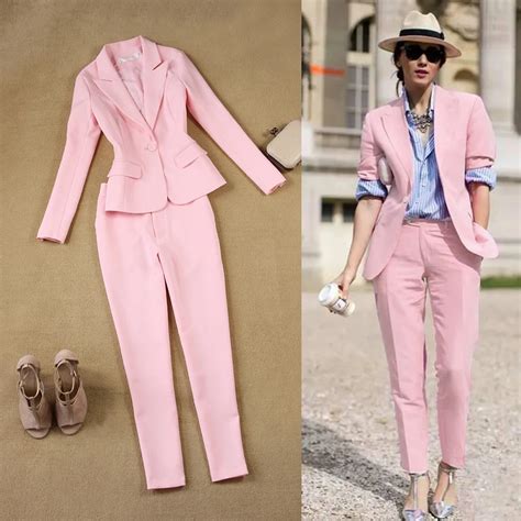 Buy Lxunyi Pink 2 Pieces Pant Suit Women Formal White