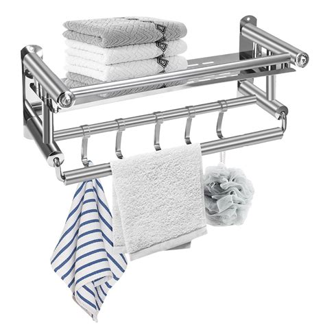 Chrome Stainless Steel304 Bathroom Towel Holder Rail Wall Mounted Bar