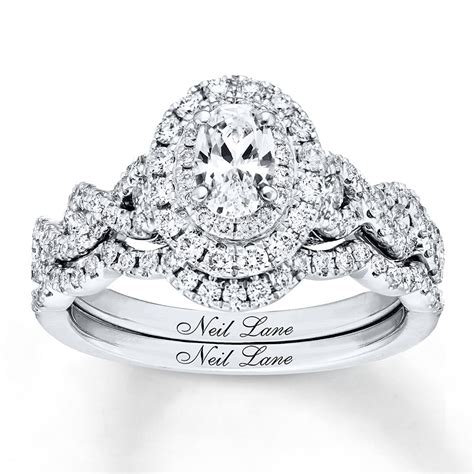 Neil Lane Diamond Bridal Set With Diamond Ring For Her And 14k White Gold Wedding Band For Women