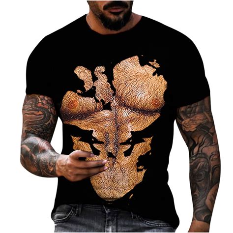 Muscle Tee Shirts For Men Funny T Shirt With Abdominal Muscle 3d Printed Graphics Short Sleeve