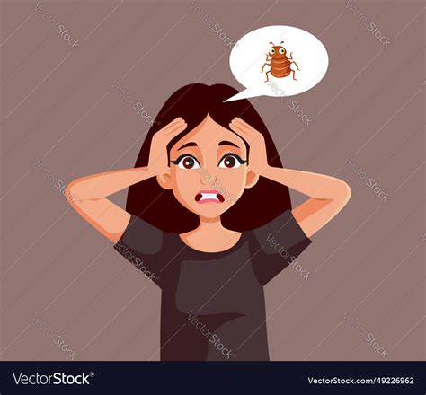 Adult Woman Dealing With A Lice Problem Cartoon Vector Image