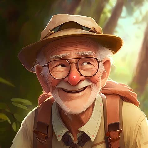 Old Man Advanture People Character Illustration Ai Generated