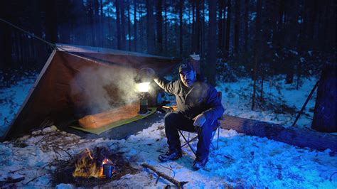 My First Time No Tent Solo Winter Camping Under A Tarp Awesome R