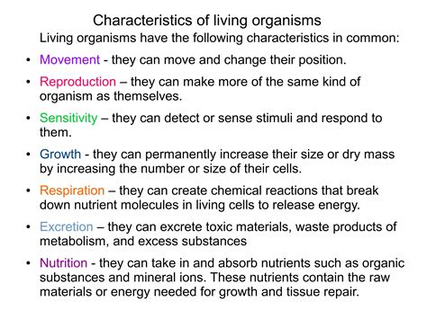 Igcse Biology Introduction To Biology Characteristics Of