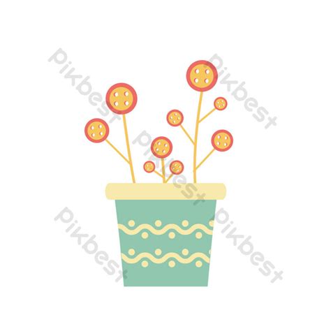 Small Fresh Plant Potted Illustration Flat Cartoon Cute Commercial