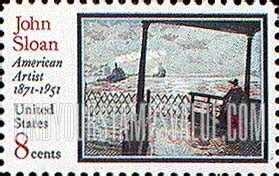 JOHN SLOAN The Wake Of The Ferry 8c Multicolored Stamp Price Value