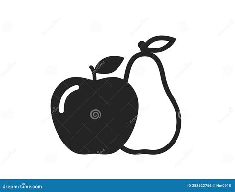 Apple And Pear Icon Fruit Gardening And Organic Food Symbol Stock