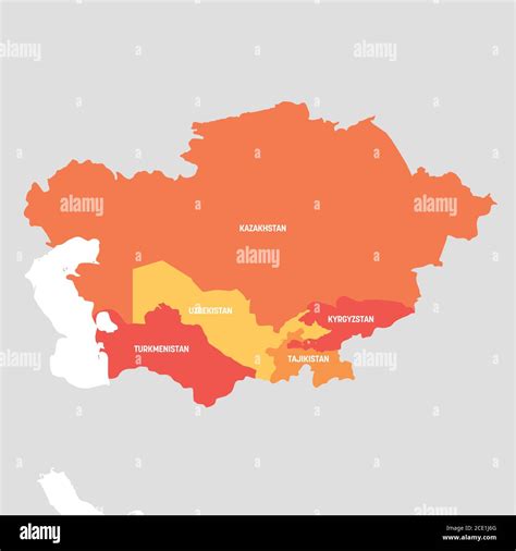 Central Asia Region. Map of countries in central part of Asia. Vector ...