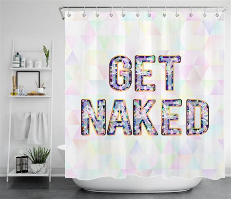 Hvest Get Naked Shower Curtain Colorful Geometric Patterns Diamond