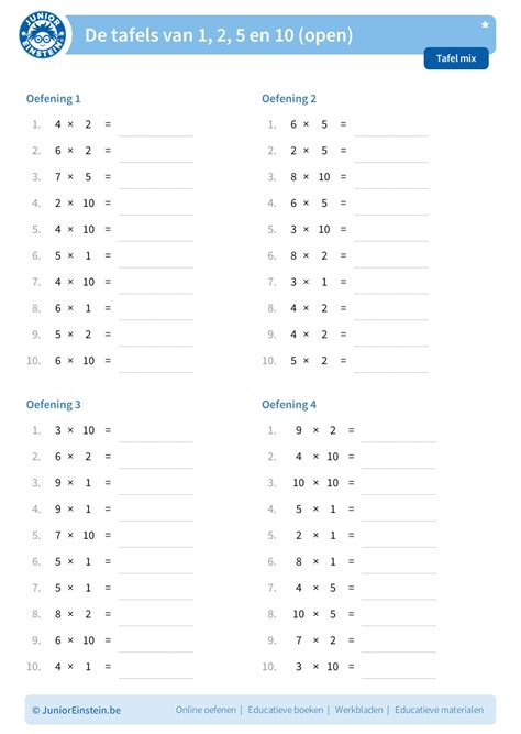 Werkblad Tafel Van Fichas De Matematicas Tablas De Multiplicar The