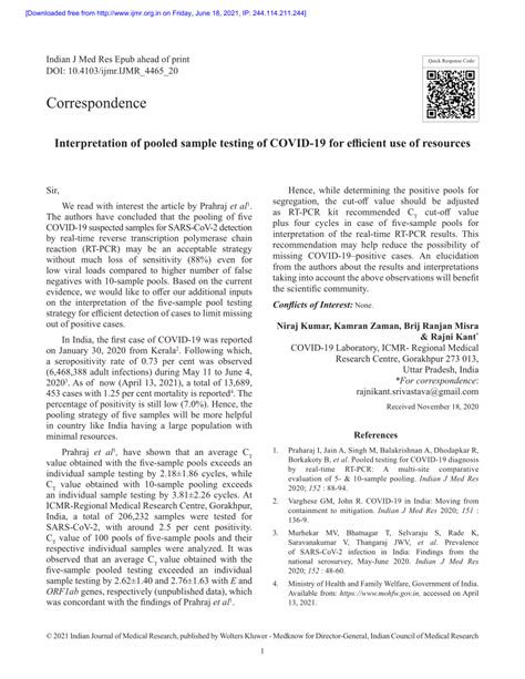interpretation  pooled sample testing  covid   efficient