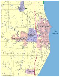 Editable Sheboygan, WI City Map - Illustrator / PDF | Digital Vector Maps