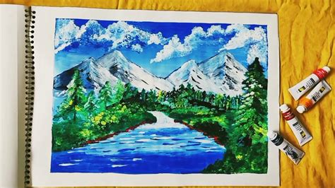 Acrylic Painting Snowing Mountain 💚 Youtube