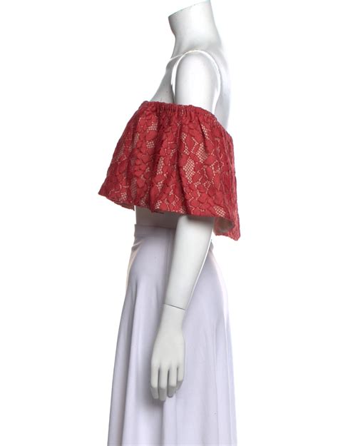 Zimmermann Off The Shoulder Short Sleeve Crop Top Red Tops Clothing