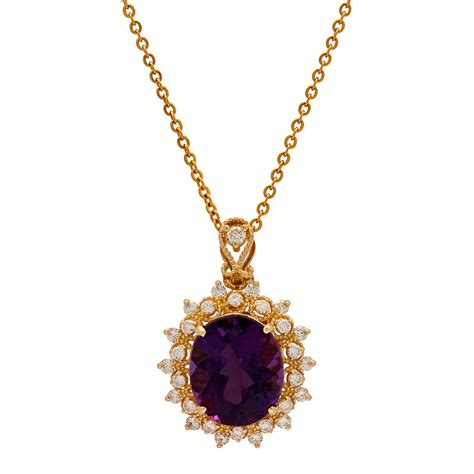 Sold Price K Yellow Gold Ct Amethyst Ct Diamond Pendant