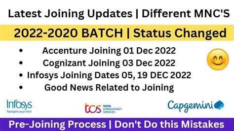 Latest Joining Updates Good News Accenture Cognizant Infosys