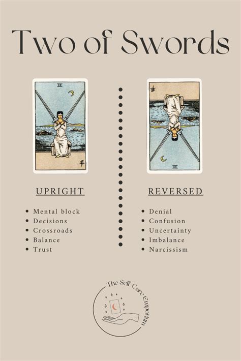 Two Of Swords Tarot Meaning Guidance The Self Care Emporium