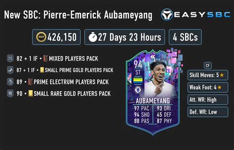 New Sbc Pierre Emerick Aubameyang Easysbc Price K R Fut