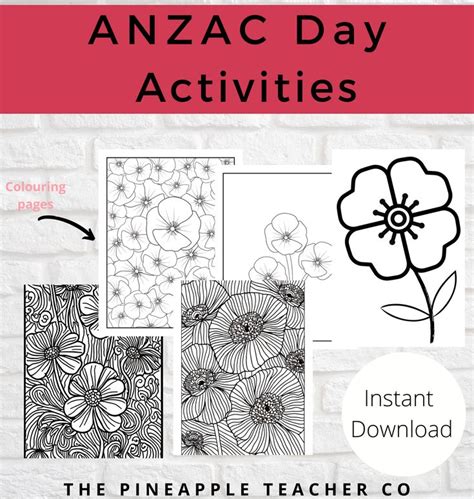 Anzac Day Activities For The Pineapple Teacher S Calendar Including Coloring Pages