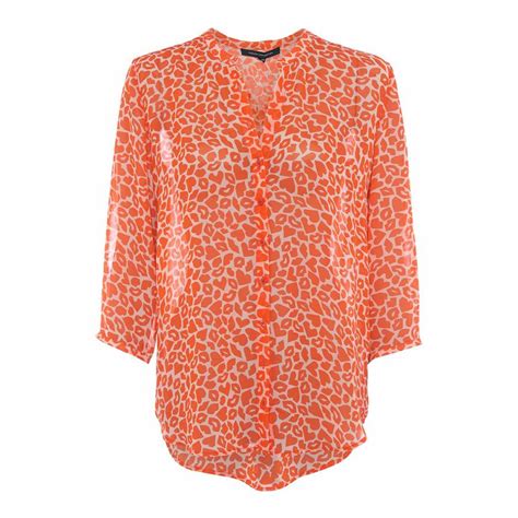 Orange Kiss Print Collarless Shirt Brandalley