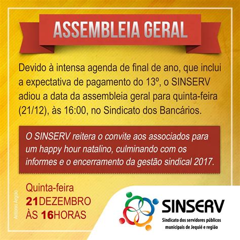 Aviso Sobre A Data Da Ltima Assembleia Geral De Sinserv