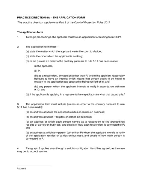 Fillable Online PRACTICE DIRECTION 9A THE APPLICATION FORM Fax Email