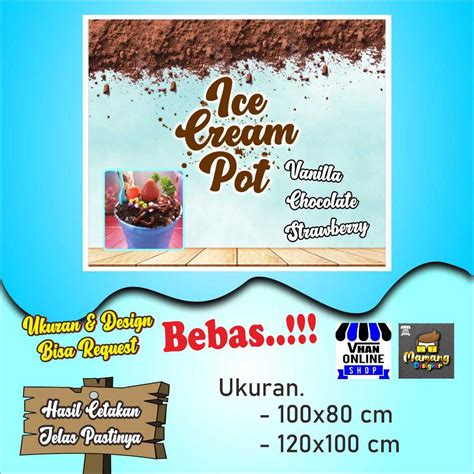 Jual Spanduk Banner Mmt Ice Cream Pot Es Krim Pot Bunga Bagus Murah