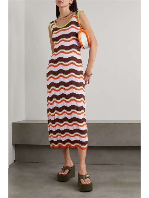 La Doublej Striped Crocheted Cotton Maxi Dress Net A Porter