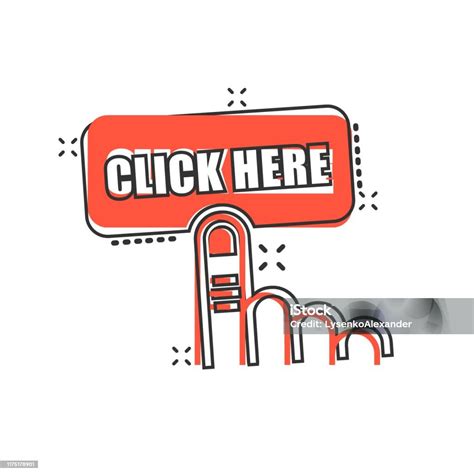 Vector Cartoon Hier Symbol Im Comicstil Handcursor Zeichen Abbildung ...