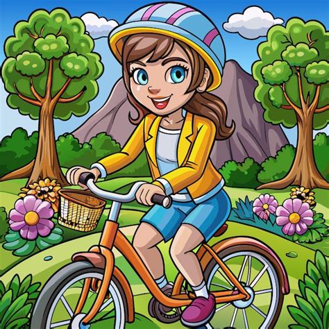 Una Chica Montando Una Bicicleta Con Una Canasta De Flores En Su