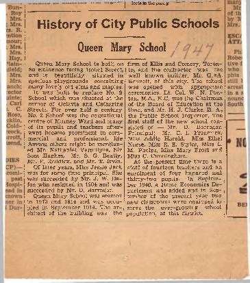 Education : Queen Mary Public School history, 1947 - Discover CABHC