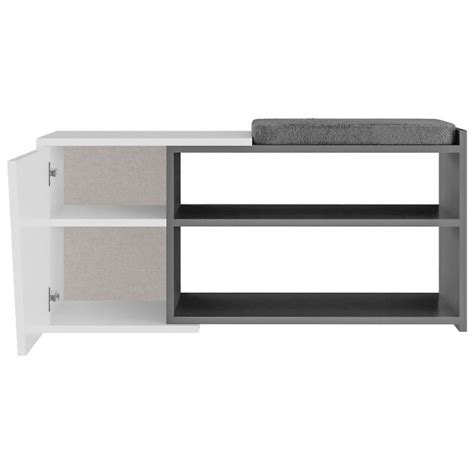 Обувница с дверцей и сиденьем серая, белая Fiona Bench Anthracite ...