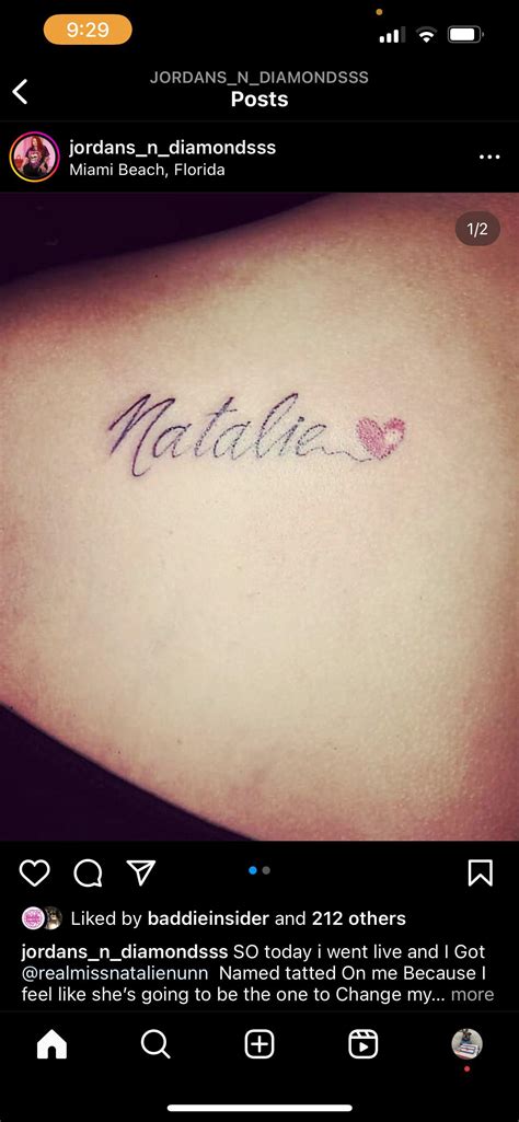 Forgot to post this last night but smiley got Natalie’s name TATTOOED ...